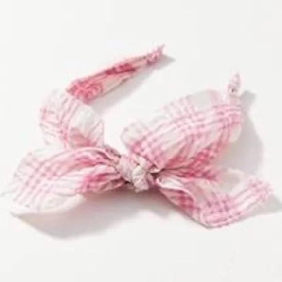 COPY - NWT Anthropologie Pink Gingham Bow Headband - Picture 1 of 4